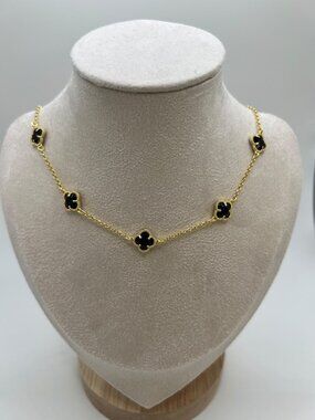 Mia Fiore Italian Black Clover Necklace